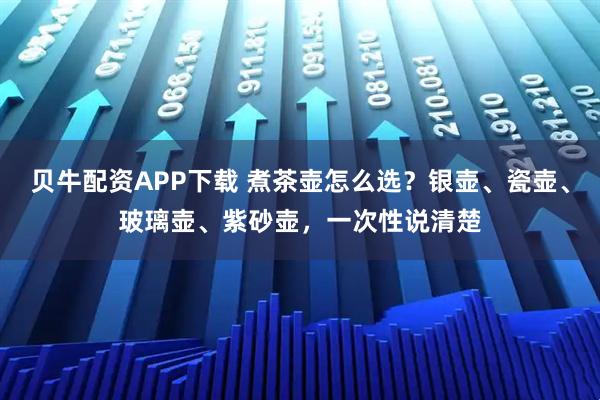 贝牛配资APP下载 煮茶壶怎么选？银壶、瓷壶、玻璃壶、紫砂壶，一次性说清楚