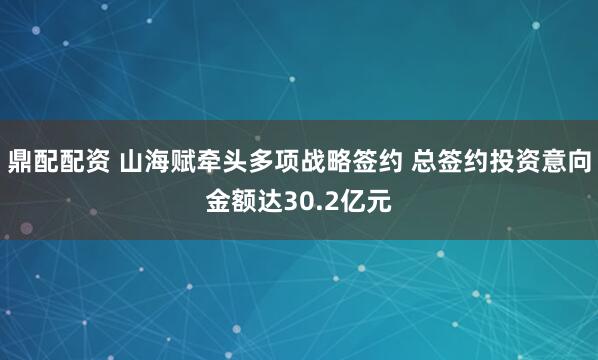 鼎配配资 山海赋牵头多项战略签约 总签约投资意向金额达30.2亿元