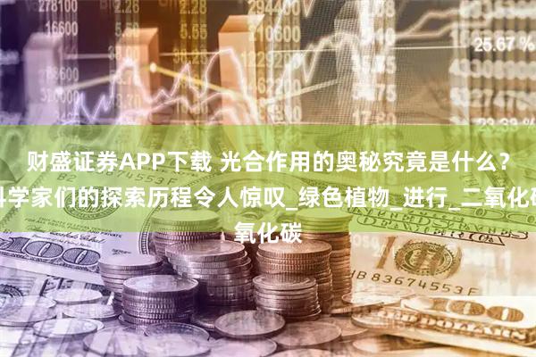 财盛证券APP下载 光合作用的奥秘究竟是什么？科学家们的探索历程令人惊叹_绿色植物_进行_二氧化碳